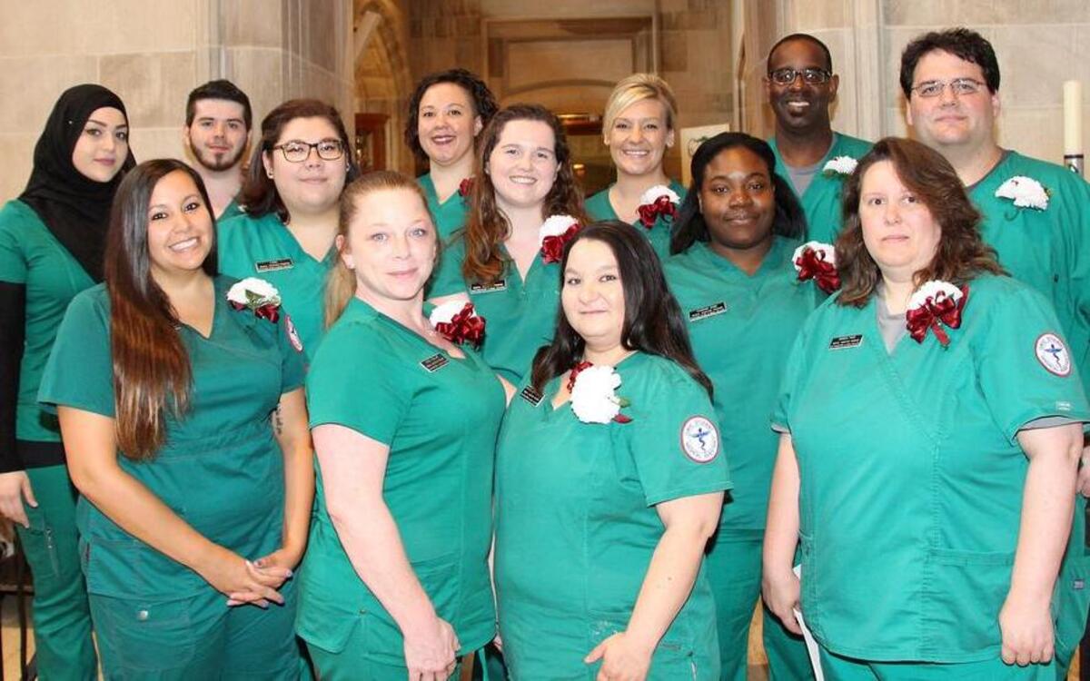 MEDICAL ASSISTANTS Medical assistant program graduates included, front row from left, Ashley Hartsoe of O’Fallon, Angelica Mueller of Mascoutah, Crystal Leravatanakul of O’Fallon, Amanda Price of Caseyville; second row, Ikram Nijmeh of O’Fallon, Lydia Huitron of Belleville, Amanda Sanchez of Mascoutah, Teknema Dunn of O’Fallon, Robert Smith of Belleville; third row, Tyler Shope of Belleville, Anna Henning of O’Fallon, Megan Kurrus of Millstadt and Travis B. Green Sr. of O’Fallon.