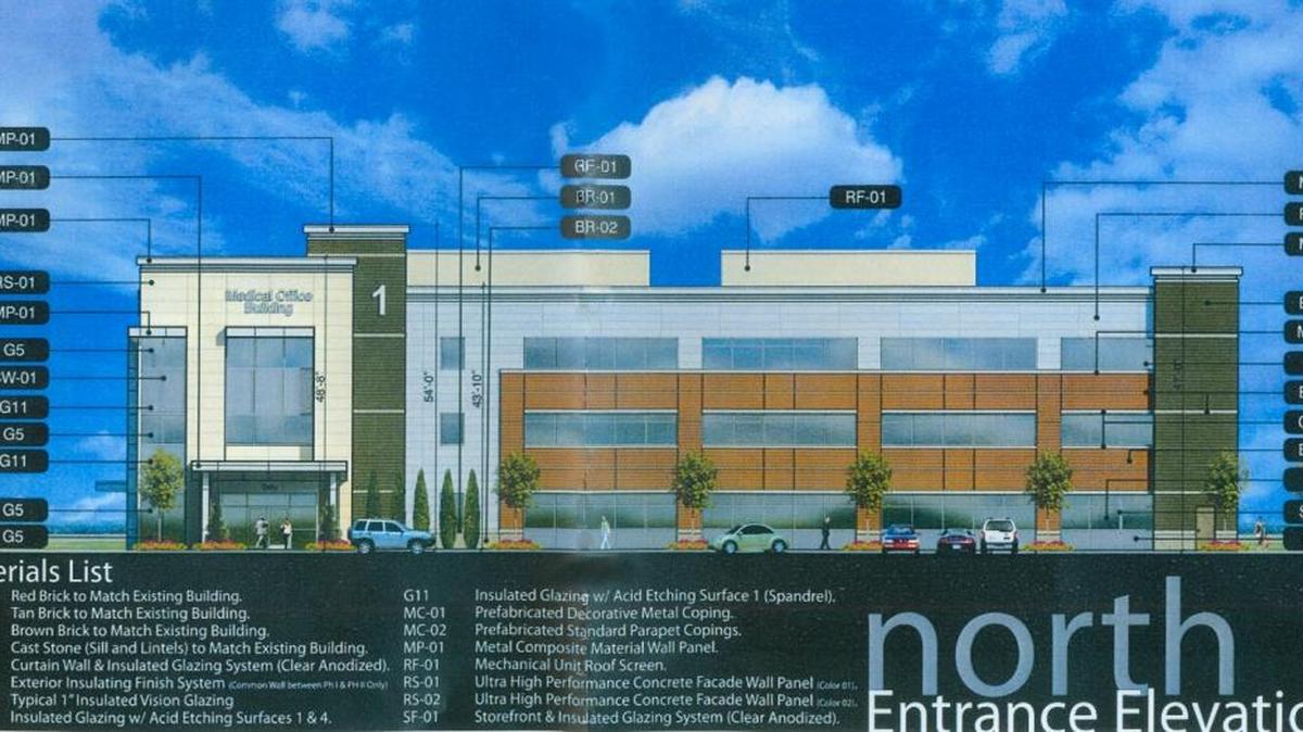 This architectural rendering depicts the $22 million office building BJC HealthCare plans to construct next to Memorial Hospital East in Shiloh.