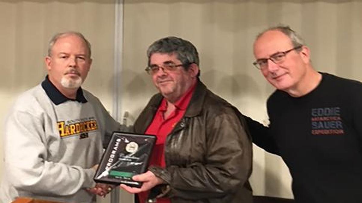 At the recent meeting of O’Fallon Knights of Columbus Council 4239, two major awards were presented. In the photo on the left, Grand Knight Cris Armstrong (left) and Deputy Grand Knight John Lavadure (right) receive the Knights of Columbus Columbian Award for Council 4239. The award is given by the Supreme Council to councils that have demonstrated success throughout the year through their charitable and community activities. In December, the Council 4239 presented checks for thousands of dollars to several charities and not-for-profit organizations. The award is being presented by District Deputy Eugene Bringaze (center). In the photo on the right, Grand Knight Cris Armstrong(left), presents the Council’s Knight of The Year Award for 2015-2016 to Herb Roach for his involvement and leadership with council activities. At an earlier meeting, the Rob Ratz family was presented the Family of The Year Award for 2015-2016 for family members’ involvement with the council.