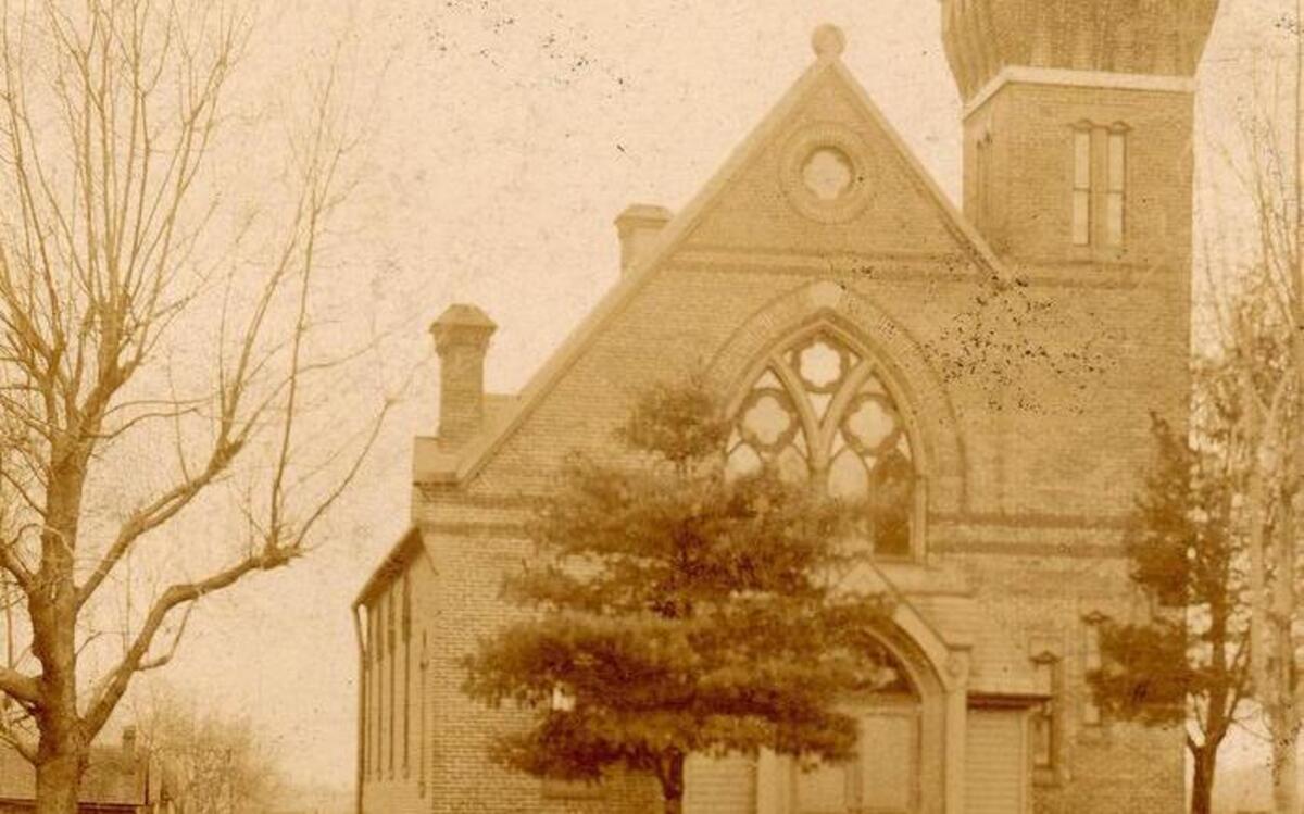 This is a photo of the O’Fallon Evangelical Church (now United Church of Christ) at Cherry and Adams as it looked when the congregation celebrated its 25th anniversary in 1901. The original church was built in 1878. It was partially destroyed by fire in 1905 and rebuilt. It was remodeled to its current appearance in 1924. The congregation is celebrating the 140th anniversary of its founding on Oct. 29, 1876.