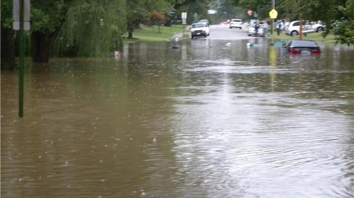 This picture, provided by the City of O’Fallon, shows water on Dartmouth Drive after a July 21, 2010, .36 rain event.