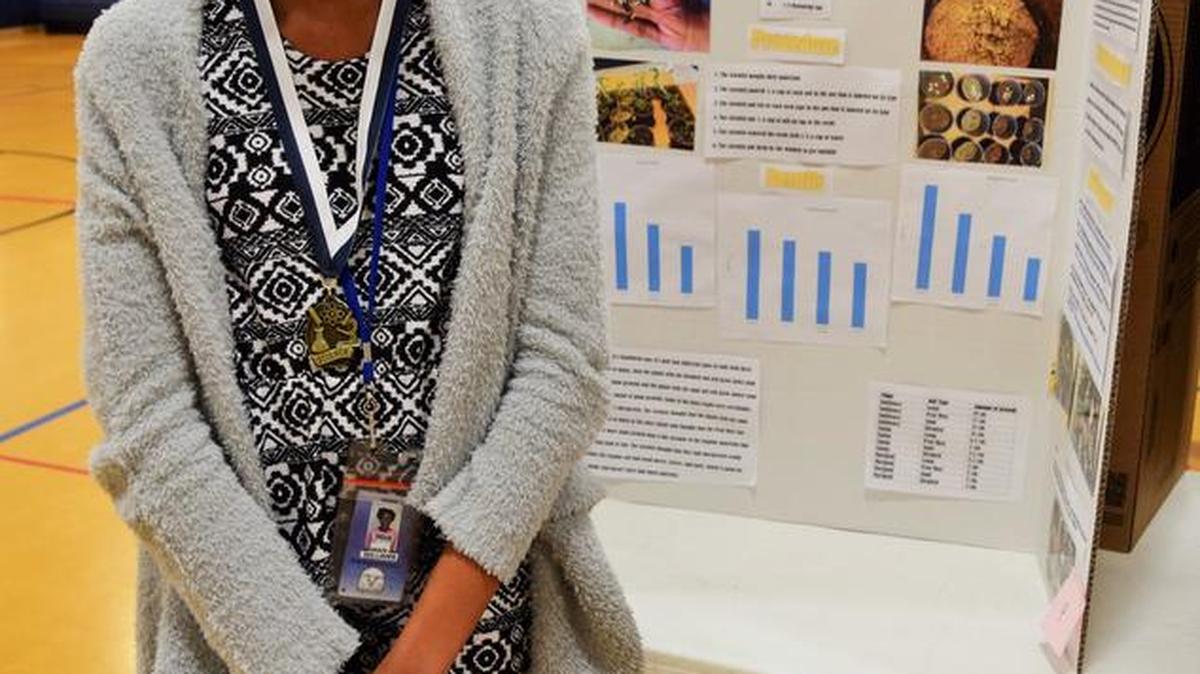 First Baptist Academy of O’Fallon held a Science Fair for seventh and eighth grades on Friday, April 15. Eighth grader Iman Williams won Best Overall for her project delving into the relationship between soil types and plant growth.