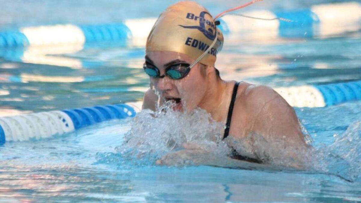 Senior Natalie Edwards, who has been the Panthers’ most consistent swimmer over the past four years, capped her high school career with a victory in the 500 yard freestyle at the IHSA sectional meet.