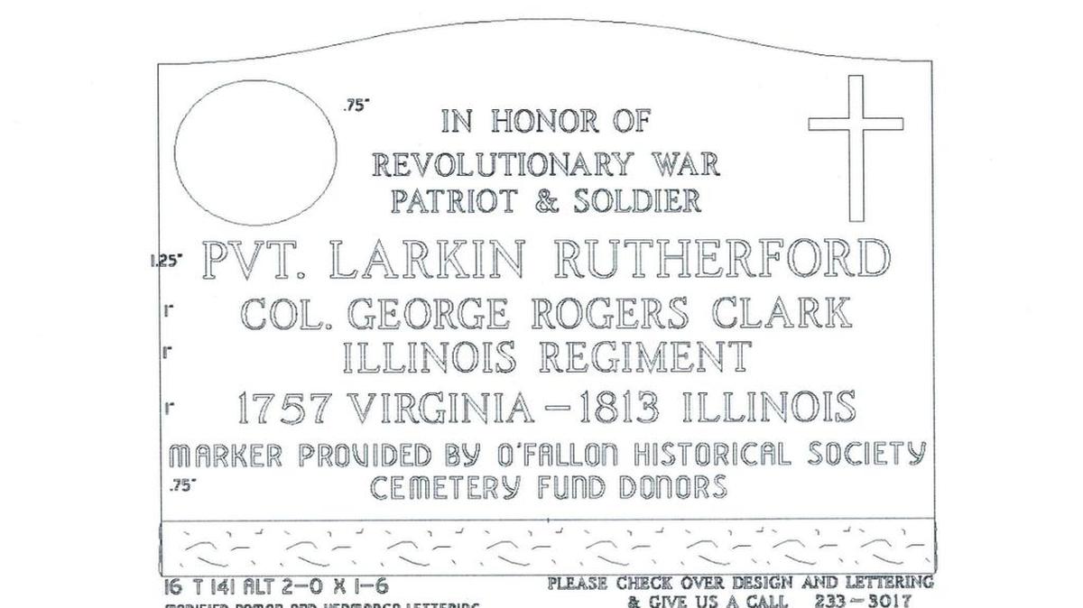 Preliminary drawing draft of the cenotaph for Private Larkin Rutherford by TISCH Monuments in Belleville, IL.