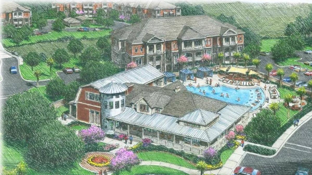 An Impact Strategies contracting graphic concept plan for a new housing development titled “The Savannah,” which is planned in the village of Shiloh off of Cross Street, just south of Memorial Hospital East in Shiloh, across the street from Tamarack Lane. The plan calls for a total of 343 units and amenities like a lake, boathouse, fitness trail, pool and clubhouse.