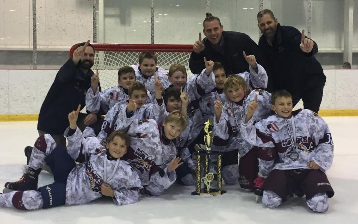 The Southern Illinois Ice Hawks will add a championship trophy to the trophy case in their new home, the McKendree Metro Rec Plex, opening soon in O’Fallon. The 2016 Squirt A team won first place in the Capital Freeze Tournament held in Springfield, Ill. The win came with the tie-breaking, winning goal scored with only 1:40 left on the clock. Bringing home the trophy were team members and coaches (back row) Coach David Nappier, Brendan Leverett, Ethan Nappier, Frank Barncord V, Mason Wright, Coach Nate Kohlenhoefer and Coach Marc Jarlsberg (middle row) Tristan Melvin, Jason Jarlsberg, Jack Vahle (front row) Grant Hubert, Barron Arbeiter, and Barrett Nieweglowski. Mason Wright of Shiloh and Jack Vahle of O'Fallon each received game pucks from the coaches for their hat tricks (three goals in one game) in the tournament.