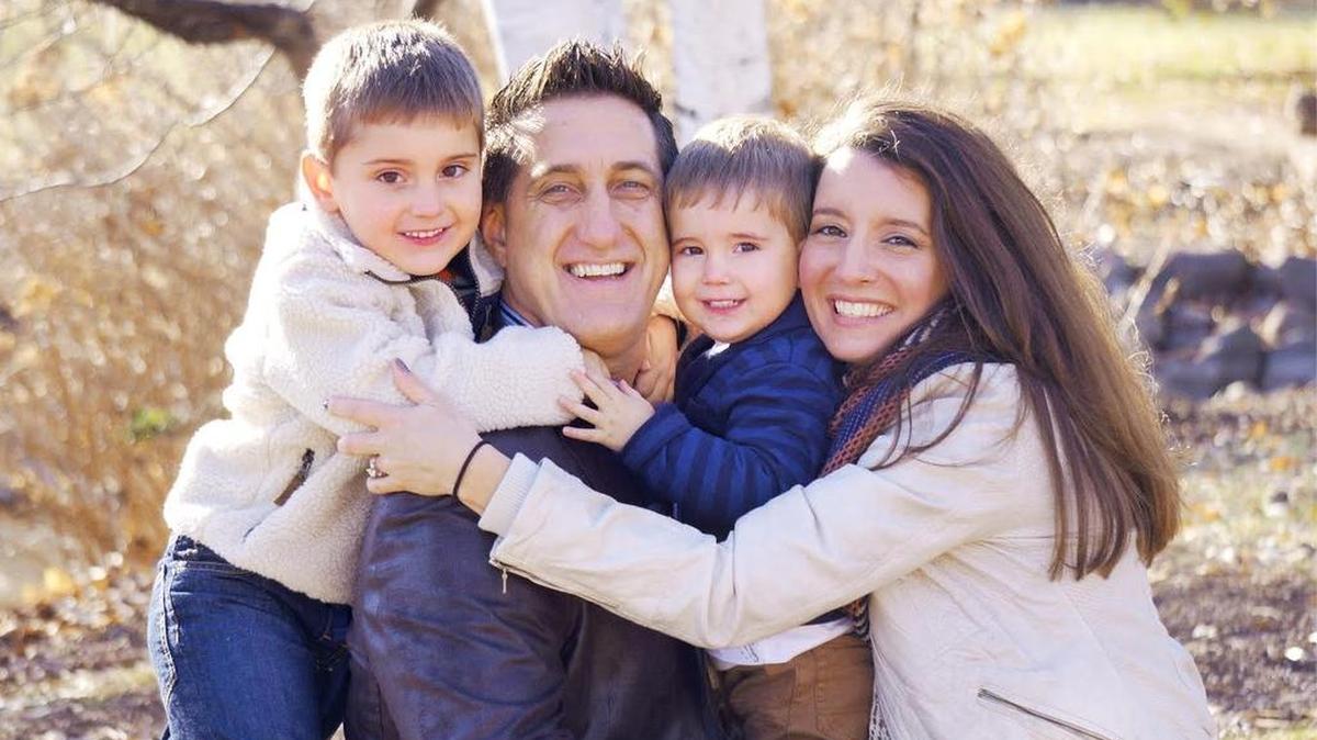 The Dukowitz’ family, from left, Wyatt, 4; Troy; Watson, 2; and Leah.