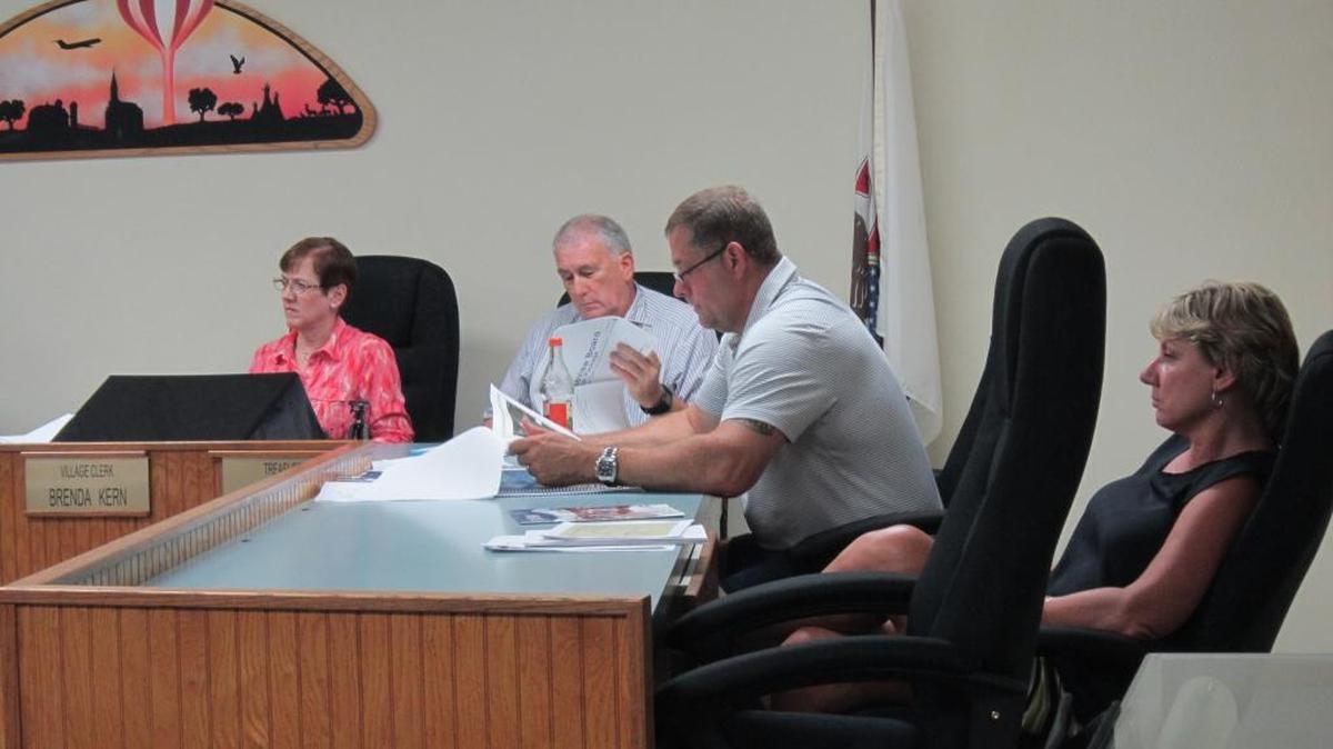 From left, village clerk Brenda Kern, village treasurer Bill Boker, trustees Greg O’Neil and Tina Warchol during Monday (July 25) Committee at Large meeting.