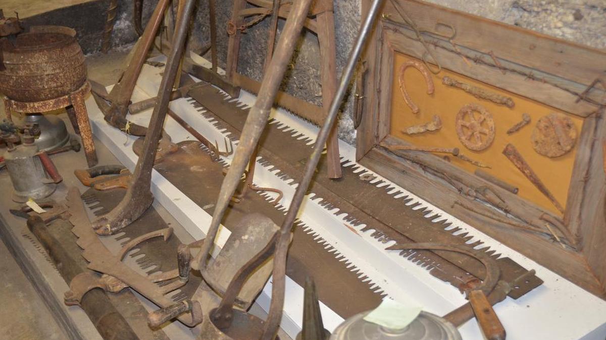 Antique tools in the basement of the O’Fallon Historical Society building that were once wielded by O’Fallon workmen.