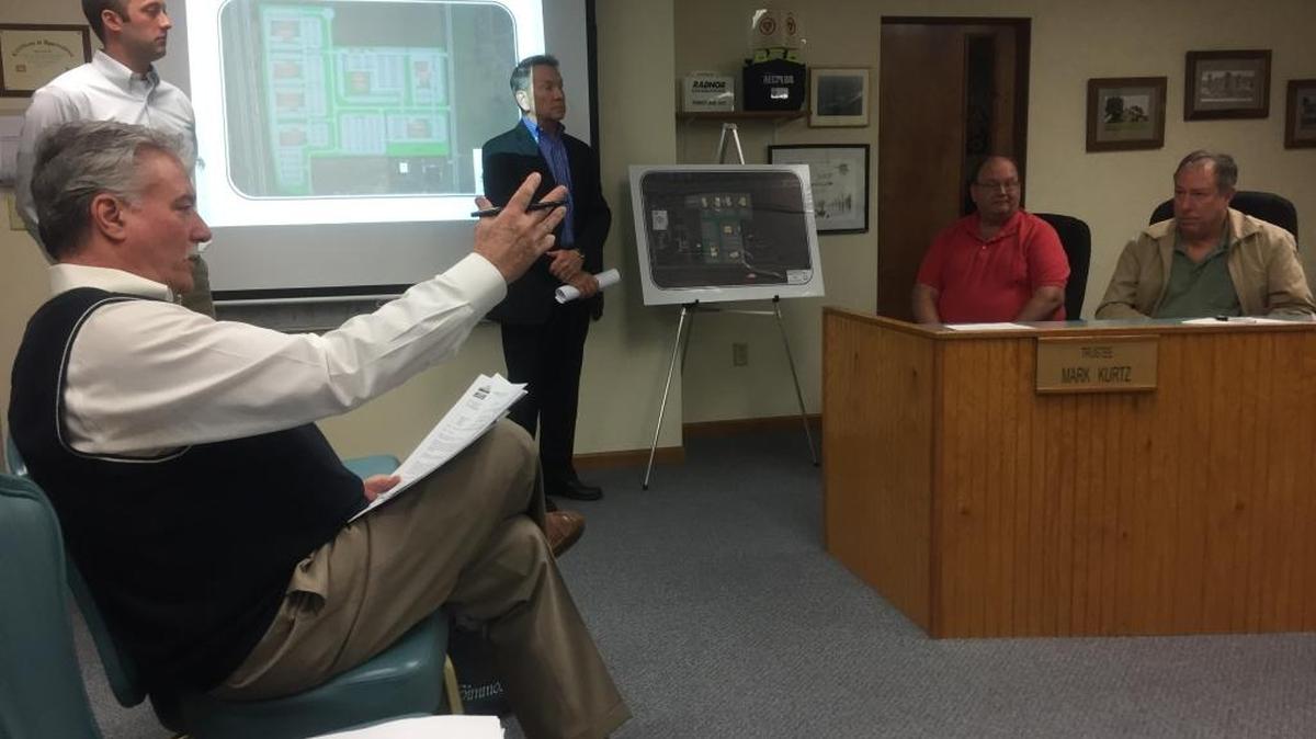 From left, John Marquart, village administrator; Mike Auffenberg with Auffenberg Dealer Group; Terry Johnson, corporate realtor with Barber Murphy Group Inc.; and, Shiloh Trustees Mark Kurtz and Kurt Burrelsman.