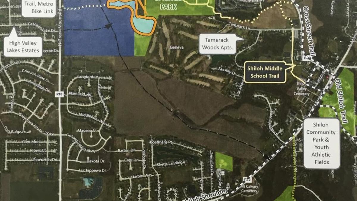 This graphic is a representation of the original Three Springs Development plan.