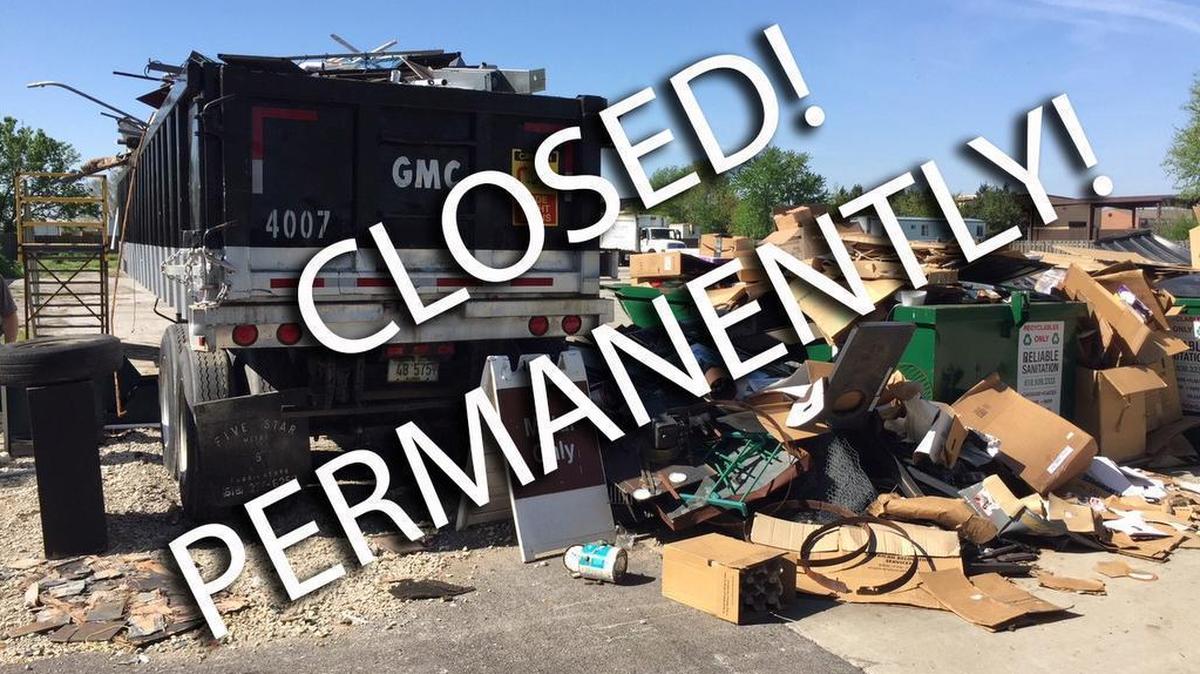 Due to widespread abuse and illegal dumping, the Scott Air Force Base Recycling Center will remain closed permanently. People have been using the center as a place to dump items that cannot be recycled such as electronics, fluids, batteries, mattresses, Styrofoam, yard waste, household appliances such as refrigerators, construction debris, and household waste in violation of Illinois statute.