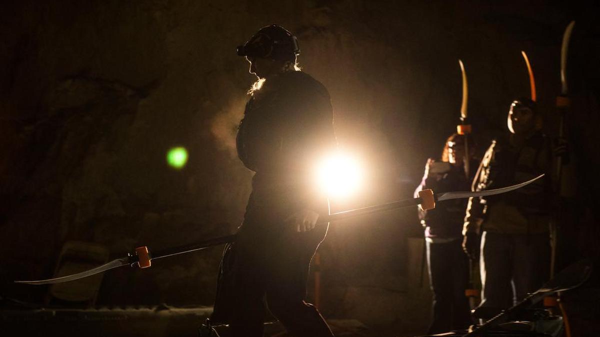 Jess Petot, Scott Air Force Base Outdoor Recreation aid, boards a kayak at Crystal City Underground, an abandoned, submerged sandstone mine in Crystal City, Missouri. The mine dates back to the late 1880s, when it supplied sand to local glass manufacturers.