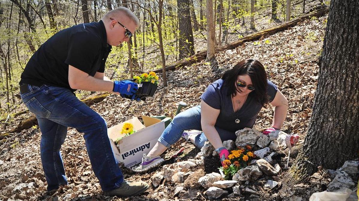 Senior Airman Nicholas Johnson and his wife, Cindy, create a memorial at a science nature preserve in Missouri for the child they lost on Cindy’s birthday—Jan. 12. Nick, who is assigned to the 375th Civil Engineer Squadron, was deployed when Cindy became hospitalized but thanks to herculean efforts from their military family, he made it back in time to be with his wife when Logan Robert was born at five months into her pregnancy.