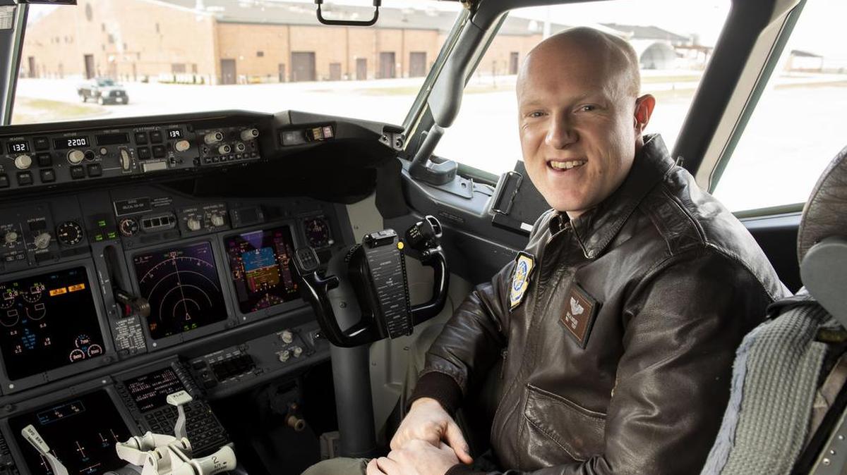 Maj. Eric Butler, 54th Airlift Squadron C-40 pilot and Mission Support Flight commander, is this week’s Showcase Airman. Photo by Senior Airman Tara Stetler