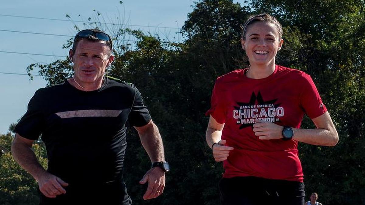 Sean Kerr, Military Sealift Command director, has been a guide for 1st Lt. Lauryn Thomas, a 375th Air Mobility Wing executive officer. Kerr, a retired Marine and a fellow Road Warrior, has supported Thomas, a marathon runner, and mentored her for the past two years.