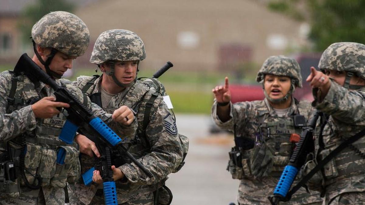 First Lt. Paul Kilquist, Master Sgt. Joshua Ray, Tech Sgt. Vanessa Amalla, and Staff Sgt. Alexa Marro, all with the 375th Security Forces Squadron, discuss an active shooter situation prior to entering the building during the exercise. According to the FBI reports, 2014 and 2015 each saw 20 active shooter incidents. This is more than any two-year average in the past 16 years, and nearly six times as many as the period between 2000 and 2001, the starting point for the FBI’s review. In all, not including any of the shooters, 92 people were killed and another 139 wounded in active shooter incidents between 2014 and 2015.