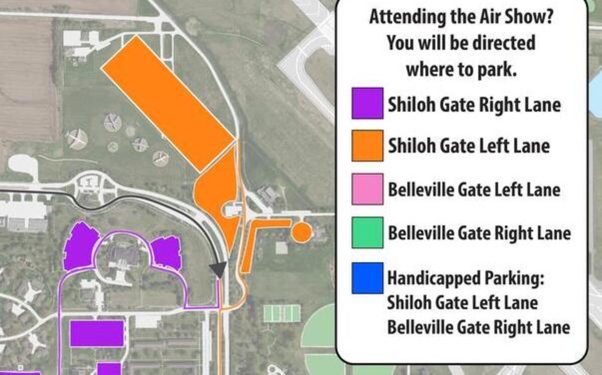 Pictured is the Scott AFB Airshow parking plan.