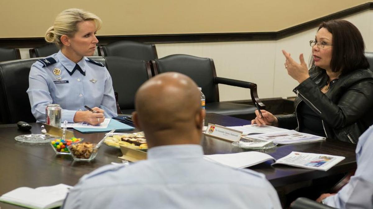 JANUARY: Col. Laura Lenderman welcomed Rep. Tammy Duckworth, one of several community and government leaders who visited the base throughout 2016. The 618th Air Operations Center helped identify the remains of eight service members who died in the attack on Pearl Harbor. Tops in Blue held their final show for the 57th season at the Mascoutah High School auditorium, and Scott implemented two new programs: Green Dot training and Continuous Process Improvement.