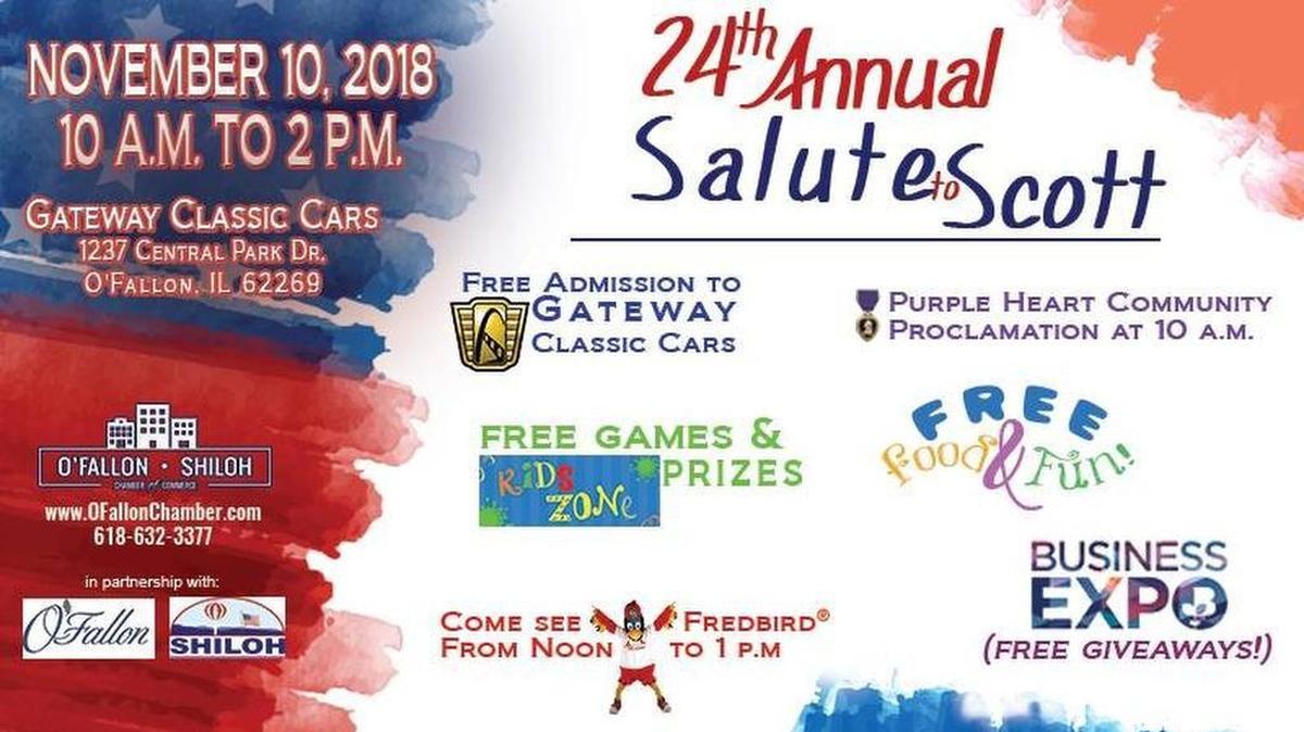 The 24th annual Salute to Scott Tribute and Business Expo will take place from 10 a.m. to 2 p.m. Nov. 10 at Gateway Classic Cars, 1237 Central Park Drive, O’Fallon. Courtesy graphic