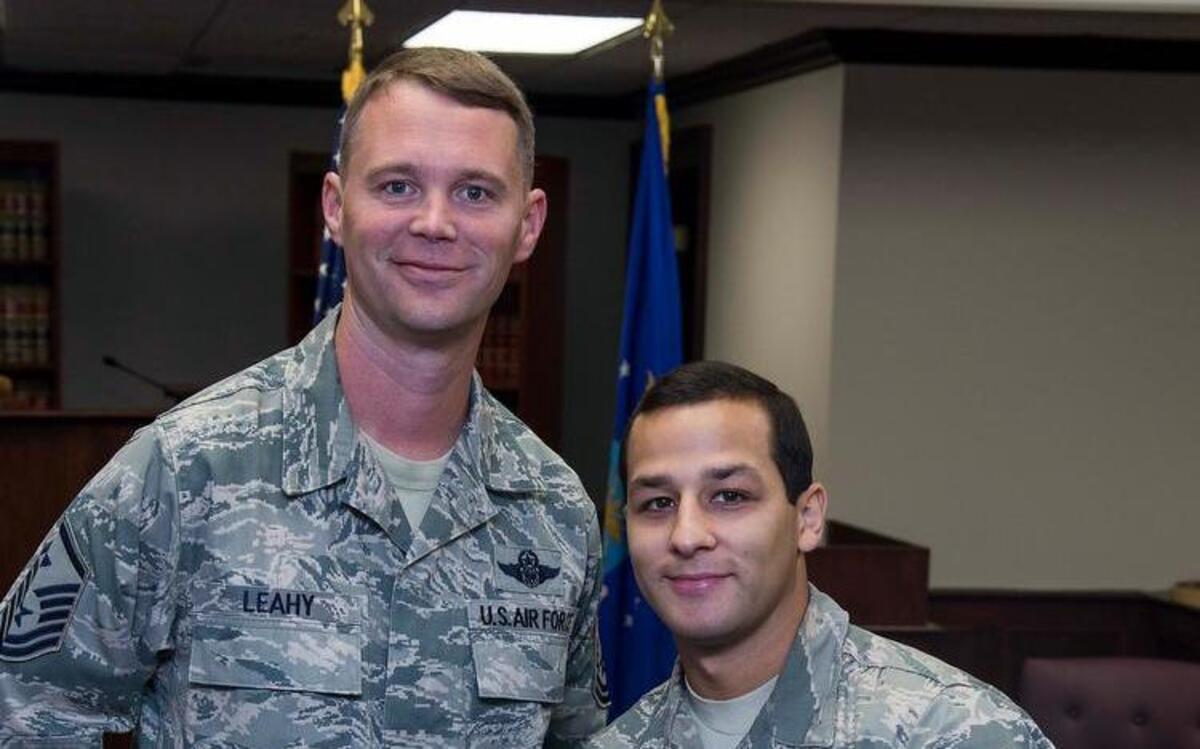 Senior Airman Jacob Santiago, right, recently earned the quarterly Diamond Sharp Award. He is pictured with Master Sgt. Brenden Leahy, 375th Comptroller Squadron/WSA First Sergeant. All in all, Santiago is an outstanding leader and critical asset to the 375th Wing Legal Office. For months, he ran the entire military justice program at Scott, a position normally reserved for a Tech. Sergeant. Santiago was also instrumental in pushing the Art 15 and Discharge programs to No. 1 in AMC. In addition, he recently completed his Master of Business Administration with a 3.9 grade point average and earned the John L. Levitow Award for his leadership and academic excellence at Airman Leadership School. Then, too, Santiago volunteers as a “Big Brother” and at the Scott AFB Chapel by playing piano and leading the choir, helping him to win the Wing’s AMC of the Quarter, 2Q16.