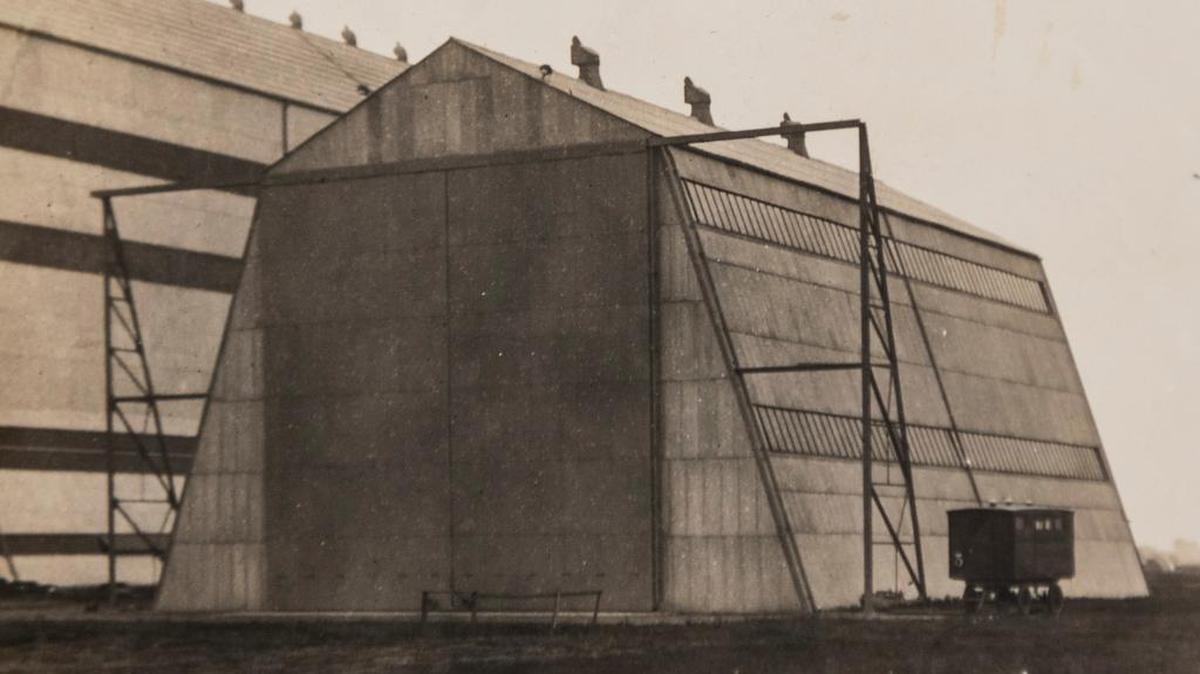 Pictured is Bldg. 76, Balloon Hangar, at Scott Field. It was completed April 6, 1923.