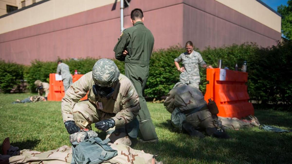 The 375th Air Mobility Wing conducted a Self Aid and Buddy Care exercise June 21 at Scott Air Force Base. More than 100 members of the wing were evaluated on their ability to use SABC techniques in a variety of situations.