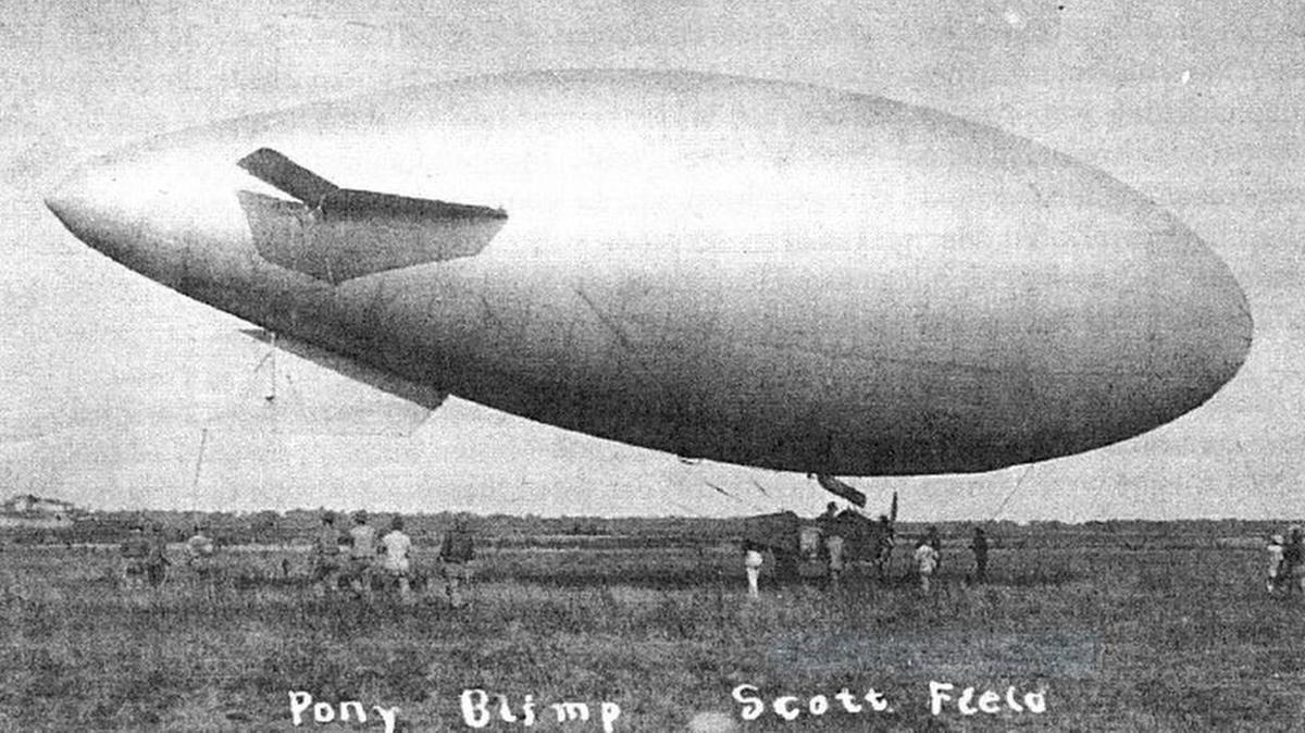 Pictured is the Army’s non-rigid Airship OA-1 “Baby Blimp” at Scott Field circa 1922. Photo courtesy of the Oluf T. Jensen Collection at the 375th AMW History Office