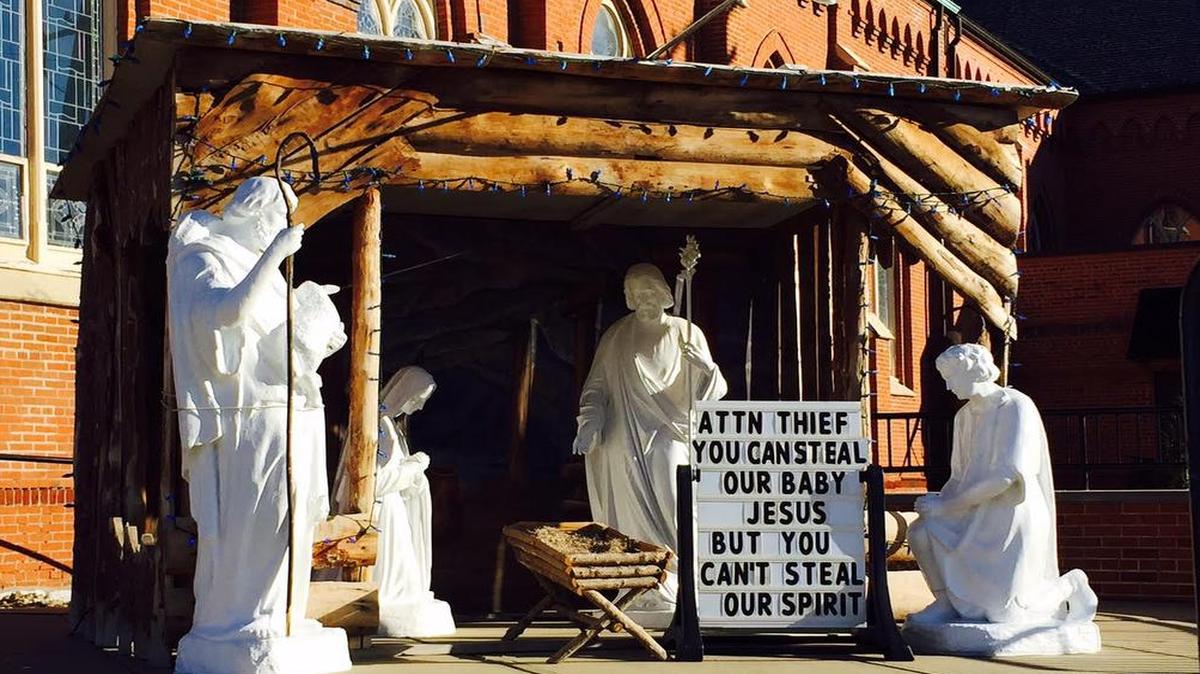 St. Boniface Catholic Church in Edwardsville leaves a note for the thief who stole its baby Jesus from the creche scene during the Christmas weekend.