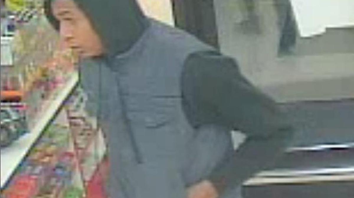 Belleville police say this man entered the Midwest Petroleum station at 1291 Frank Scott Parkway West at 9:56 p.m. Sunday, displayed a handgun, demanded cash and cigarettes and then left on foot with the items.