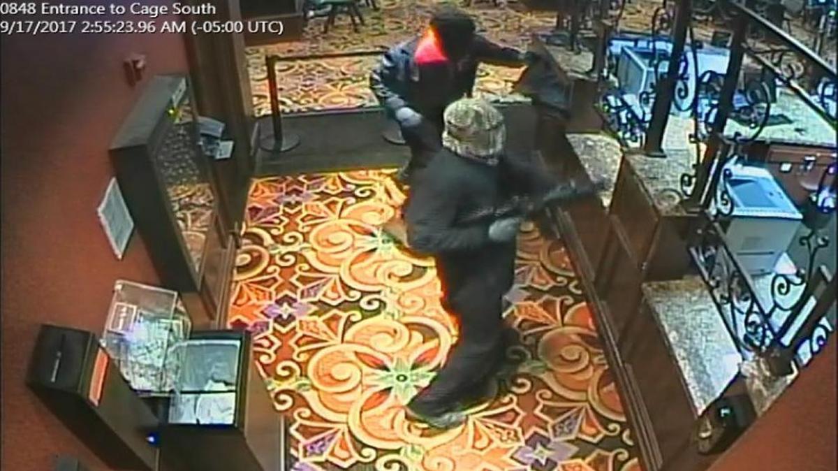 This image of suspects in the Casino Queen robbery was released by Illinois State Police on Monday. Anyone with information is asked to contact ISP’s Sergeant Elbert Jennings at 618-571-4124, or CrimeStoppers at 866-371-8477. Callers can remain anonymous.