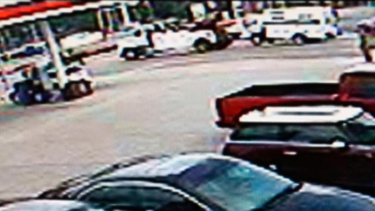 
A still image from a surveillance video involving the hazmat spill in Millstadt; police believe the suspect’s truck is shown at the top.
