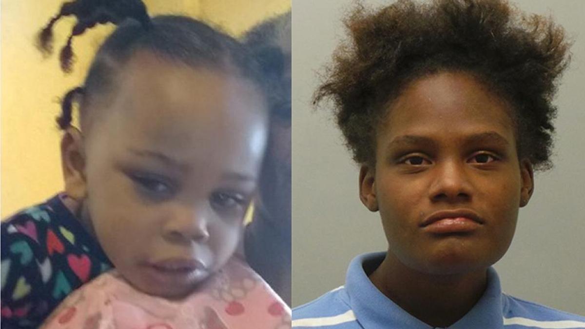 Aymira Robinson, 2, (left) and Kiarra Keys, 19, (right).