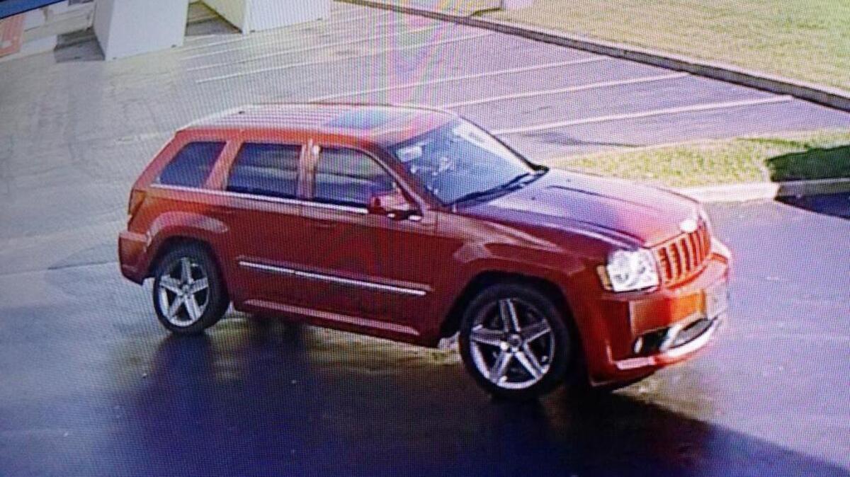 This Jeep Cherokee was seen in the vicinity of several car burglaries in the metro-east , including the theft of nearly $6,000 in equipment and belongings of a South Elgin high school wrestling team.