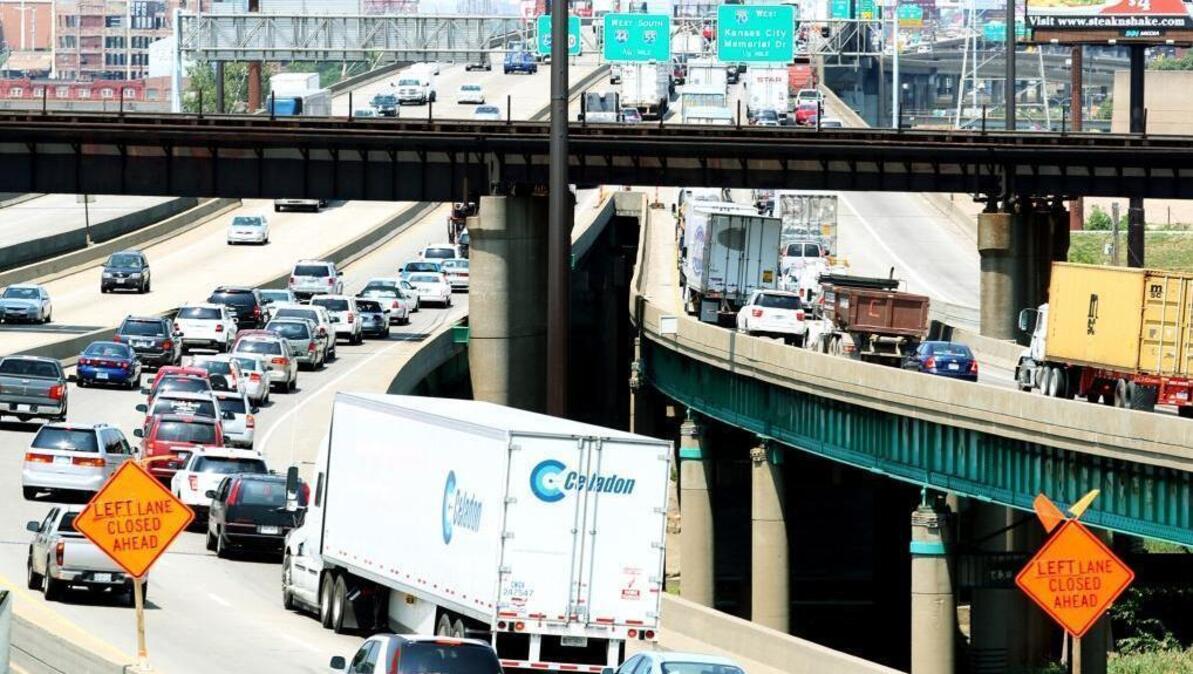 A BND file photo shows traffic congestion on the Poplar Street Bridge.
