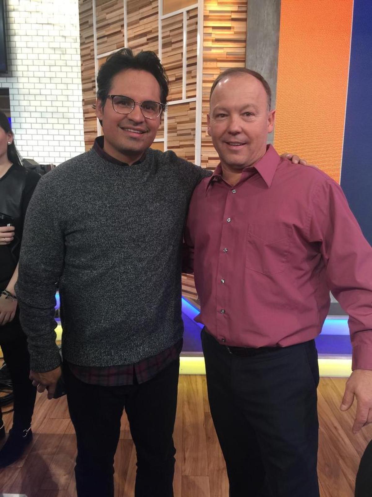 Actor Michael Peña and Steve Kofron at Good Morning America.