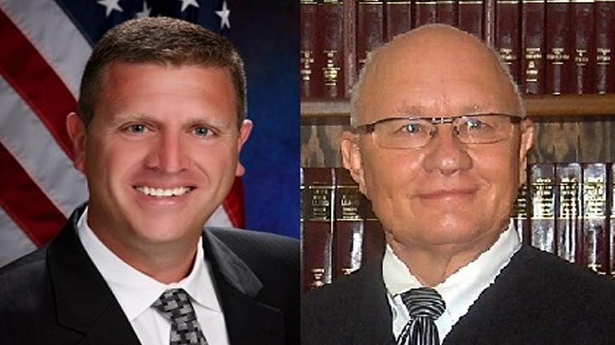 Madison County Circuit Judge John Barberis, left, and 5th District Appellate Court Justice Randy Moore.
