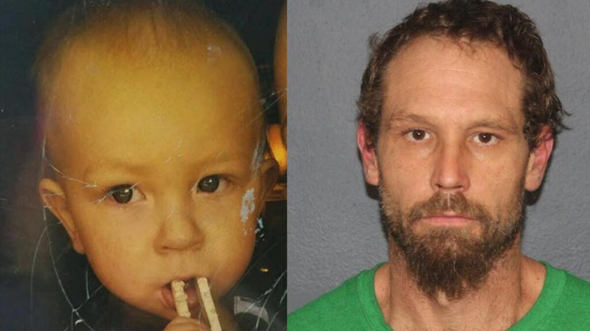Police are searching for Brian Pullen, right, after they say he abducted his 9-month-old son, also named Brian, on Sunday from the St. Louis County town of Overland.