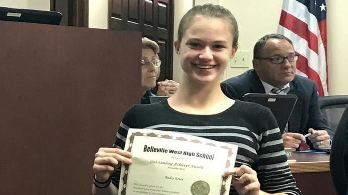 Belleville West High School junior Bailey Kruse has a long list of athletic accomplishments and is able to maintain her grades, too. Principal Rich Mertens said she does that despite the extreme fatigue she can feel because of a degenerative neuromuscular disorder called Friedreich’s ataxia.