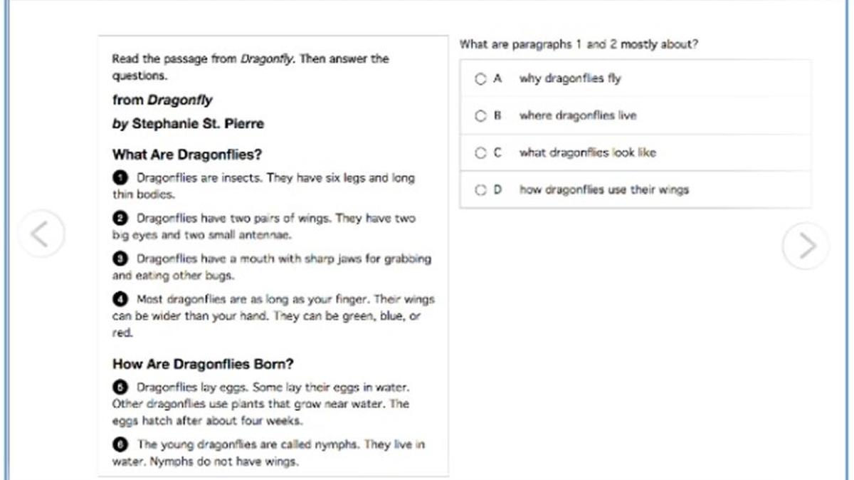 A sample question from the Illinois Science Assessment, which was given to Illinois students for the first time in spring 2016.