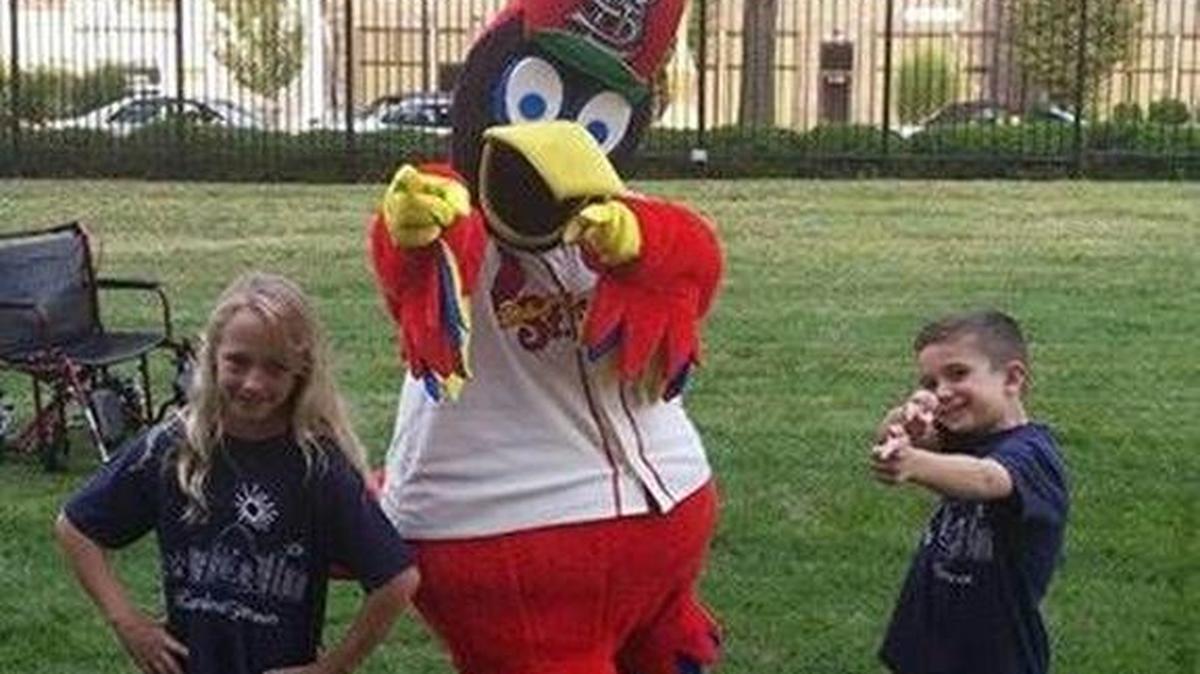 
Katelyn Reiniger and Jake Cadagin, of St. John Neumann Catholic School, hung out with the Cardinal’s Fredbird for a day at SSM Health Cardinal Glennon Children’s Hospital. 
