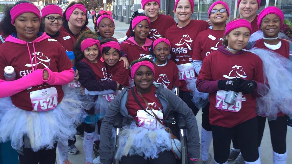 Estelle Sauget School of Choice students and adults participated in the Girls on the Run race in St. Louis on Saturday.