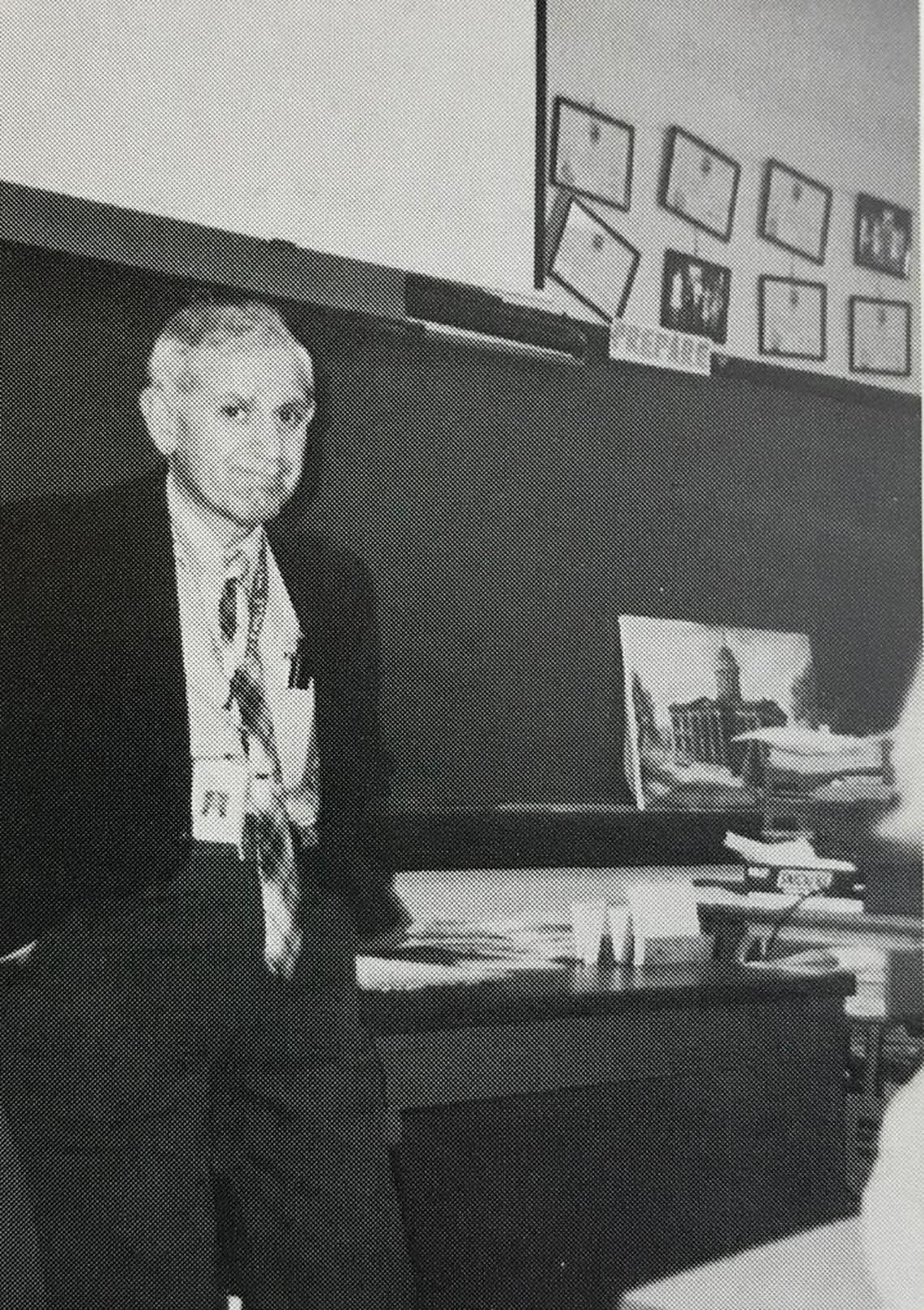 Educator Vincent Torigian is pictured in his history classroom in the Belleville West High School yearbook from 2000, the year he retired as a teacher and social studies department chair. Torigian died on Monday, Sept. 18, 2017. He was 76 years old.