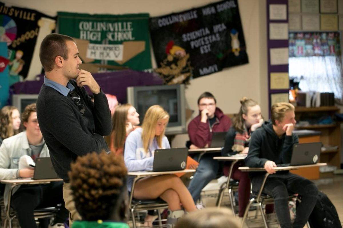 Collinsville High School Latin teacher James Stark said his goal is to help as many students as he can. Sometimes that means talking to them about something other than Latin, like their interests, relationships or issues at home, Stark said.