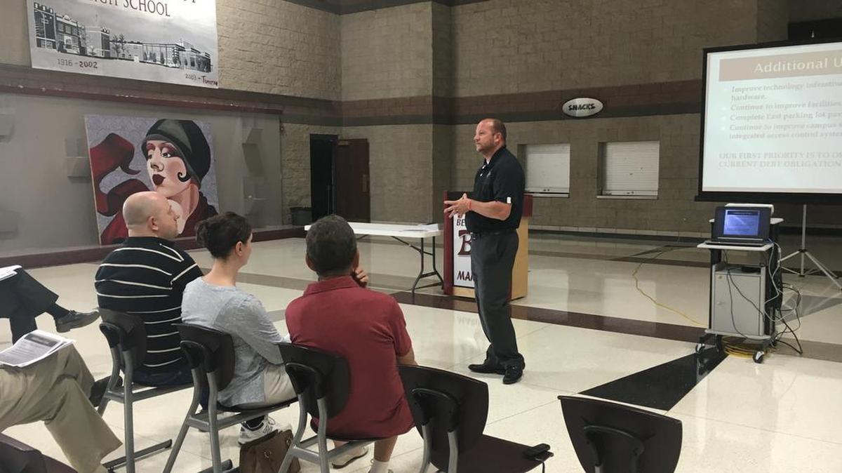 Belleville District 201 Assistant Superintendent Brian Mentzer provided an overview Wednesday night for a small group of people on a potential county-wide penny sales tax.