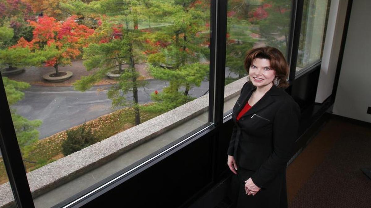 
SIUE Chancellor Julie A. Furst-Bowe inside her Rendleman hall office overlooking the Stratton Quadrangle.
