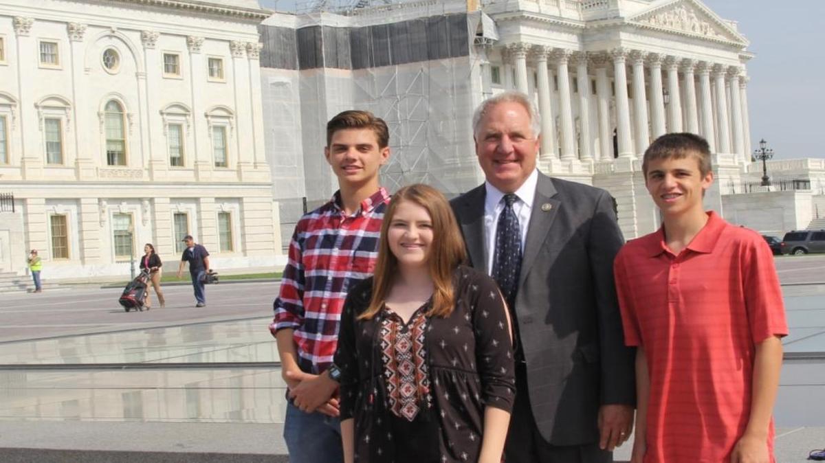 From June 9-16, three high school students from Clinton County represented Clinton County Electric Cooperative at this year’s Youth To Washington Tour. From left to right: Collin Henderson, Jenna Koelmel, U.S. Rep. John Shimkus, R-Collinsville and Ben Herndon.