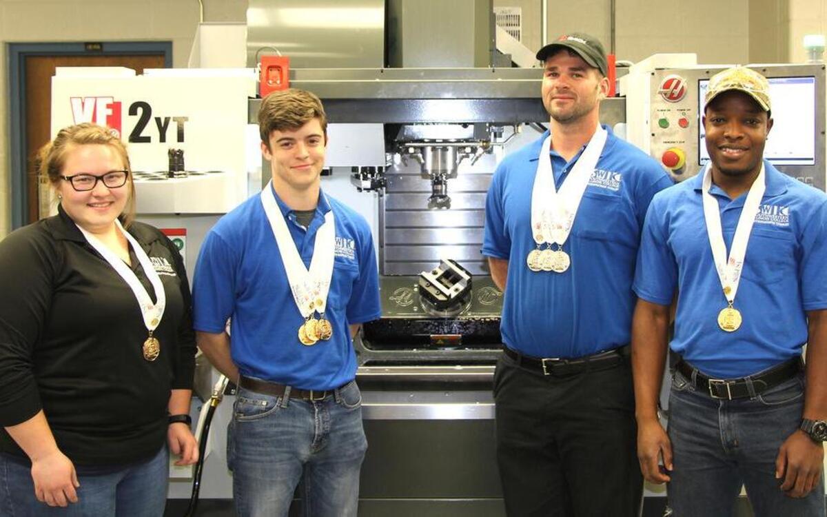 Southwestern Illinois College students swept several categories at the 2017 State SkillsUSA competition held in April in Springfield. From left, Ashley Robinson of Wood River, Zane Wilson of Mount Vernon, Joshua Jolley of Belleville and Kokou Hoenou of Fairview Heights show off their medals. The National SkillsUSA competition will be held in Louisville, Ky., in June.