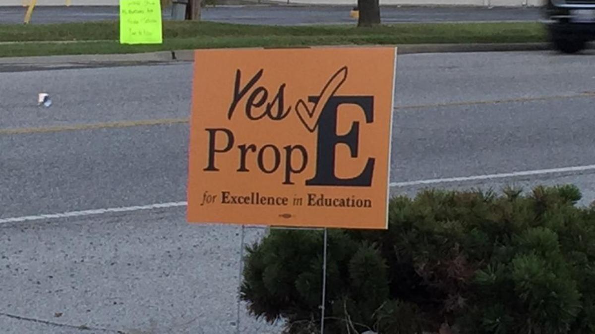 A sign supporting the tax referendum for Edwardsville schools.