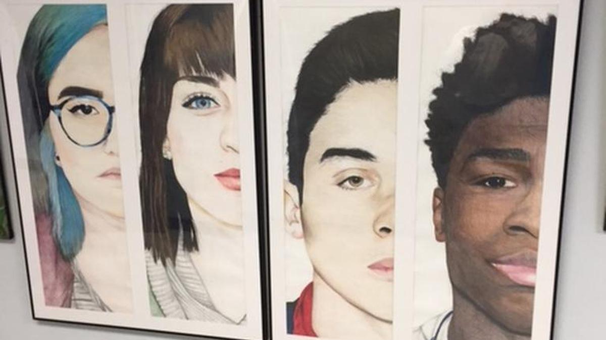 Belleville East Senior Maia Cerny won Best in Show for “No One Is Left Behind,” a colored pencil drawing that she said was to show the diversity of her friends at the school, at the High School Art Competition at Southern Illinois University Edwardsville.